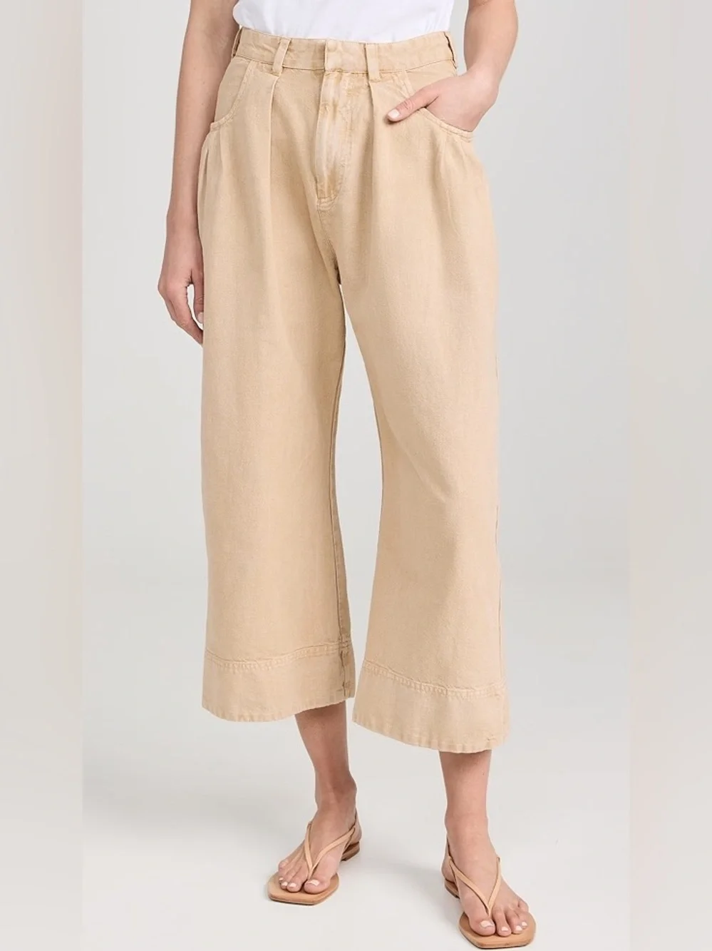 Free People Sweet Talk Chino Pant Size 8 | Croissant Tan | VGUC Wide Leg